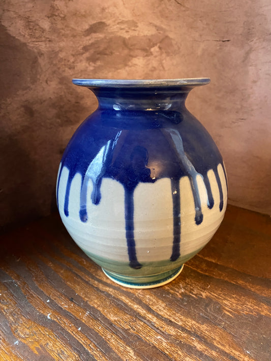 Drippy cobalt vase
