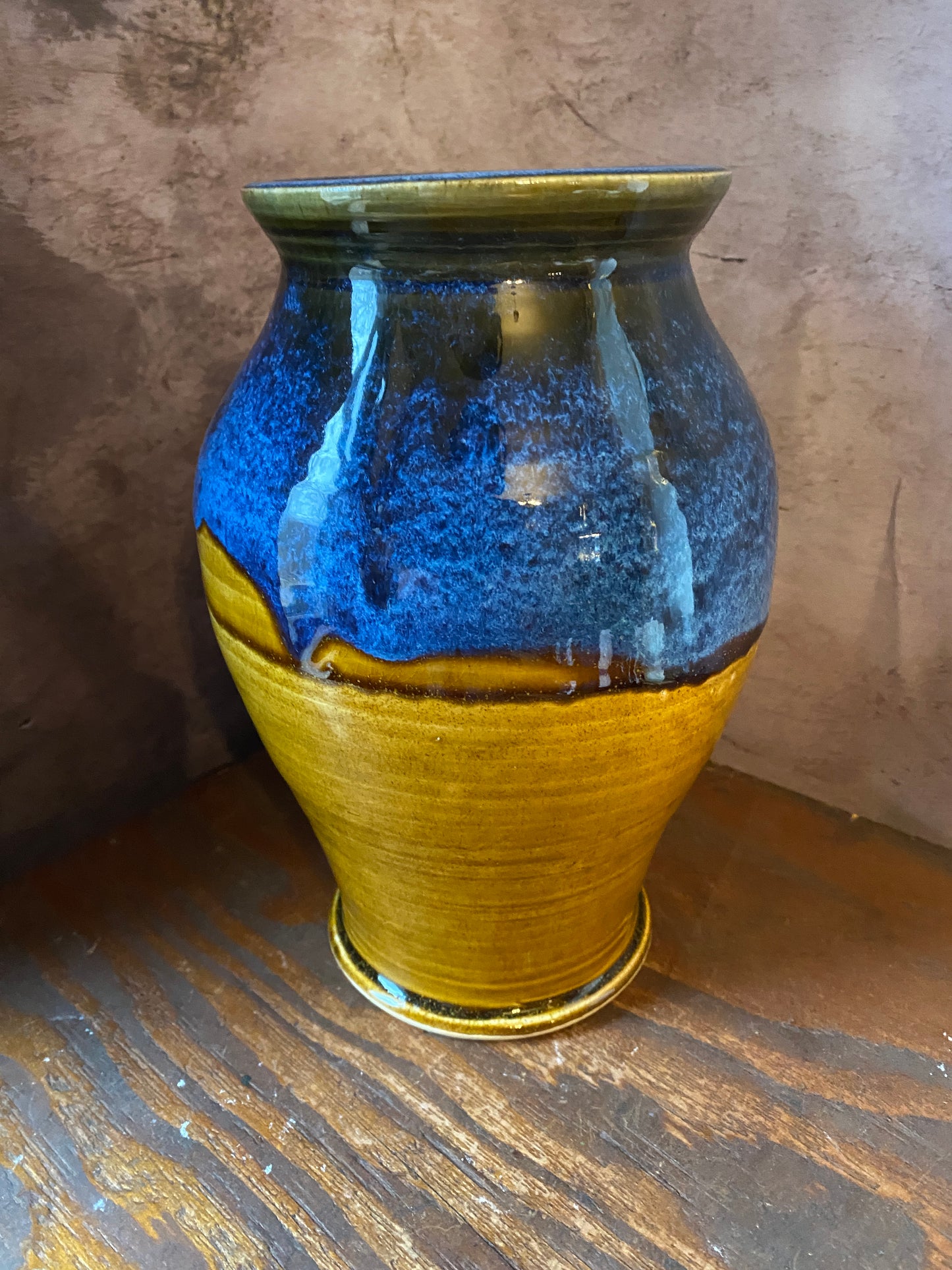 Handmade Two-Tone Stoneware Vase — 10” Tall