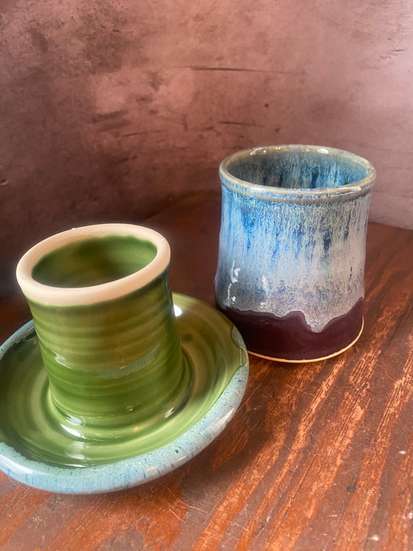Both sections of a French butter keeper 