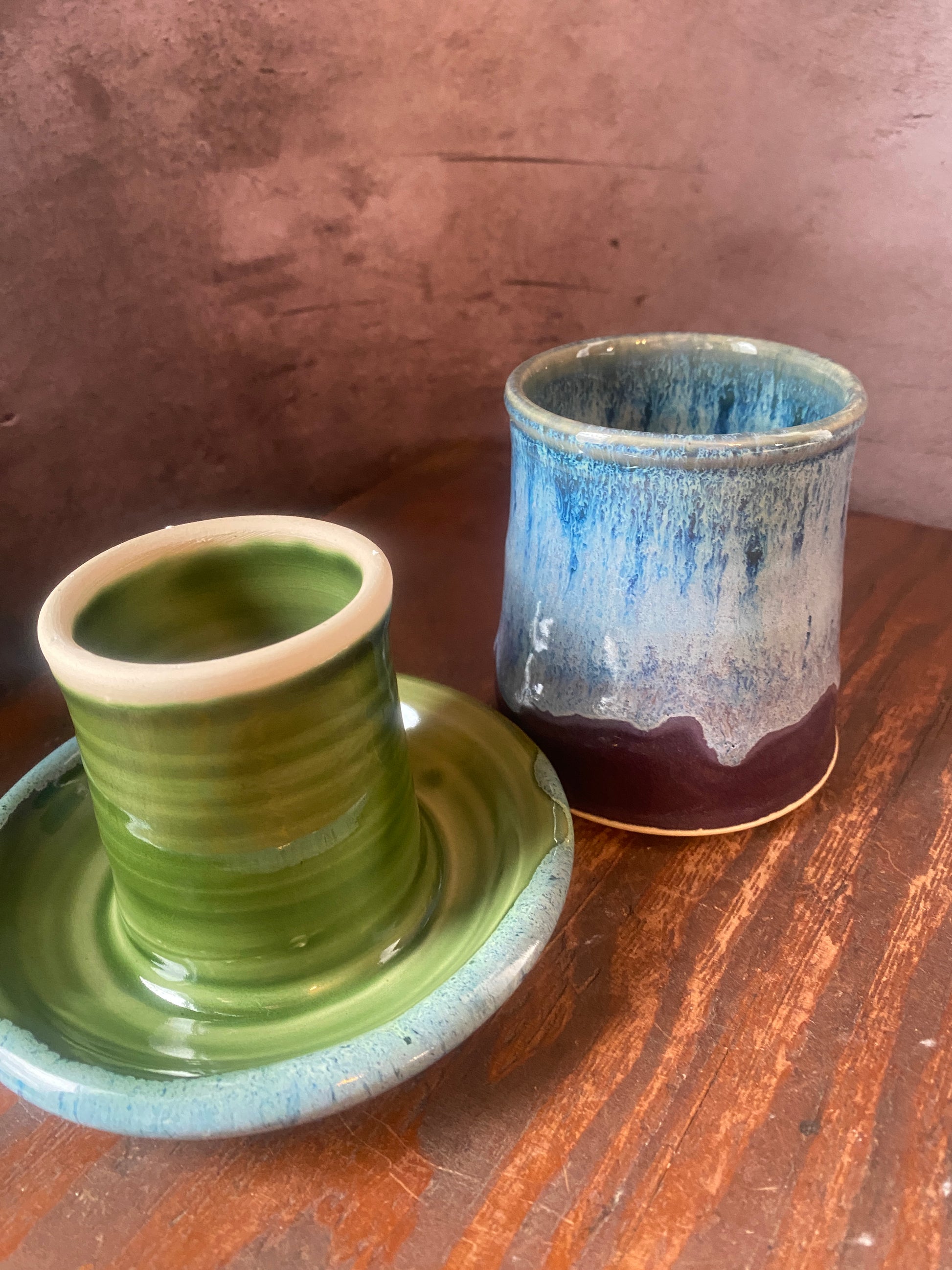 Both sections of a French butter keeper 