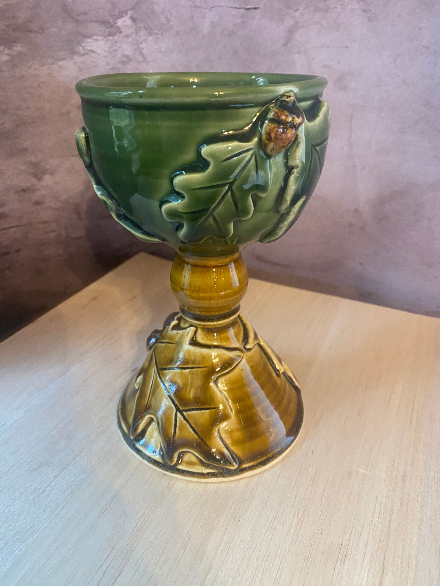 🍂 Oak & Acorn Stoneware Goblet