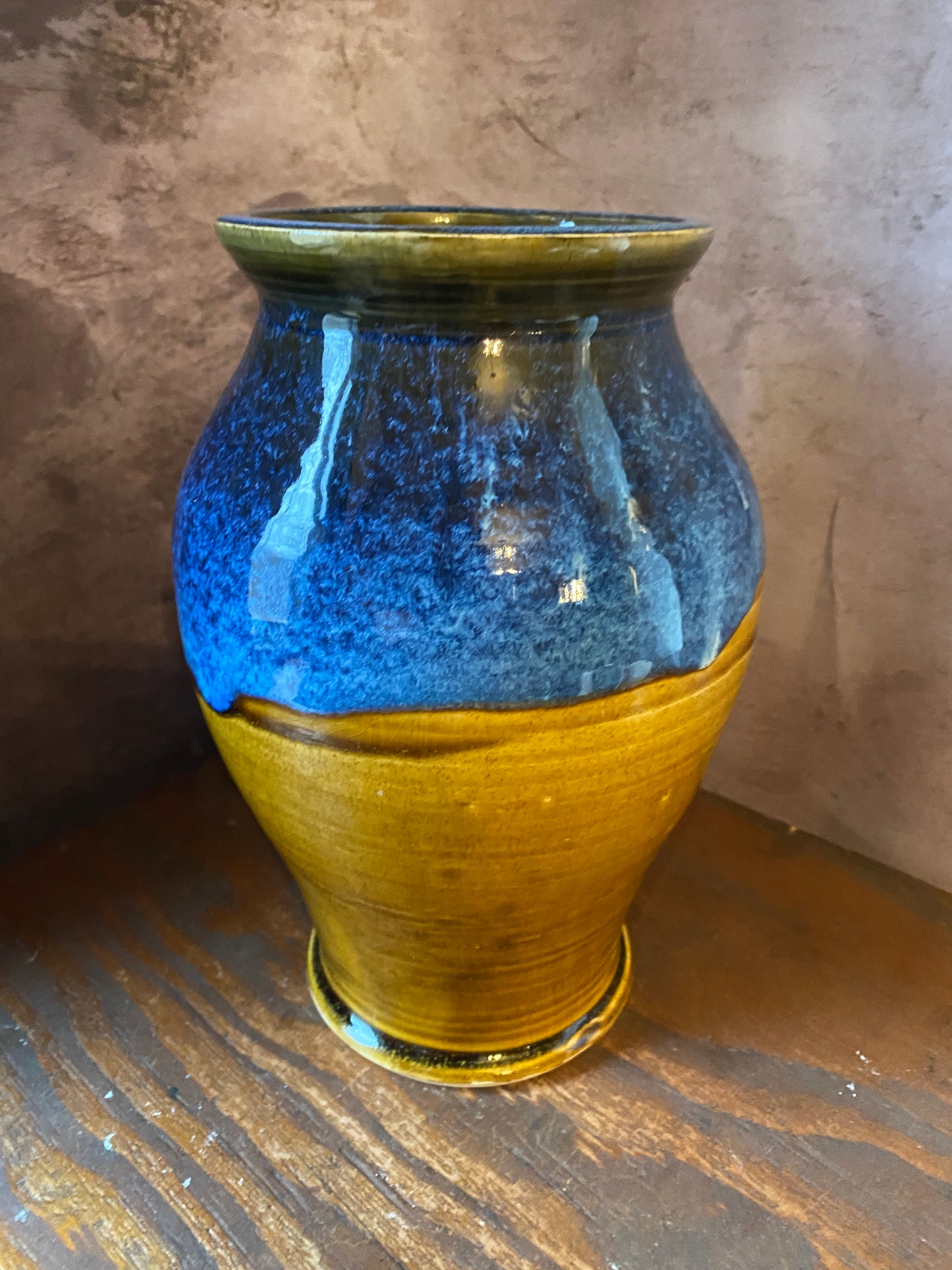 Handmade Two-Tone Stoneware Vase — 10” Tall