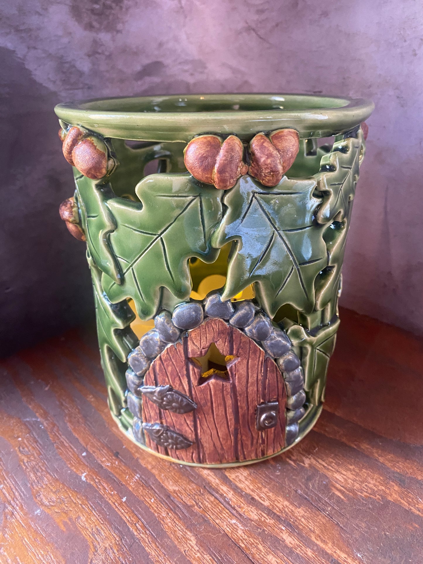 Star Door Oak and Acorn Lantern