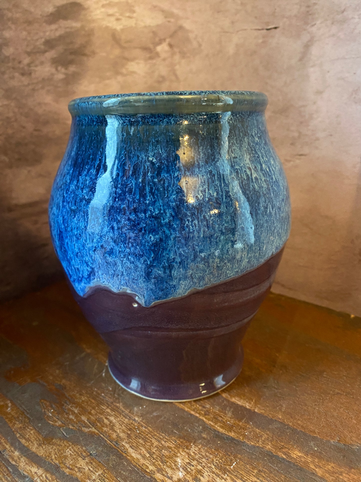 Vase in Purple Green and Blue